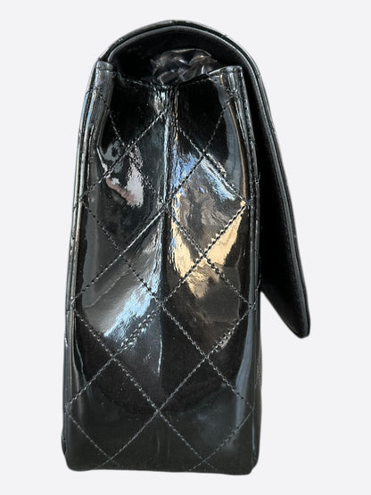 Chanel Black Patent Quilted Jumbo Flap Bag