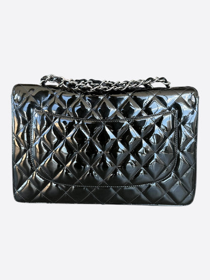 Chanel Black Patent Quilted Jumbo Flap Bag