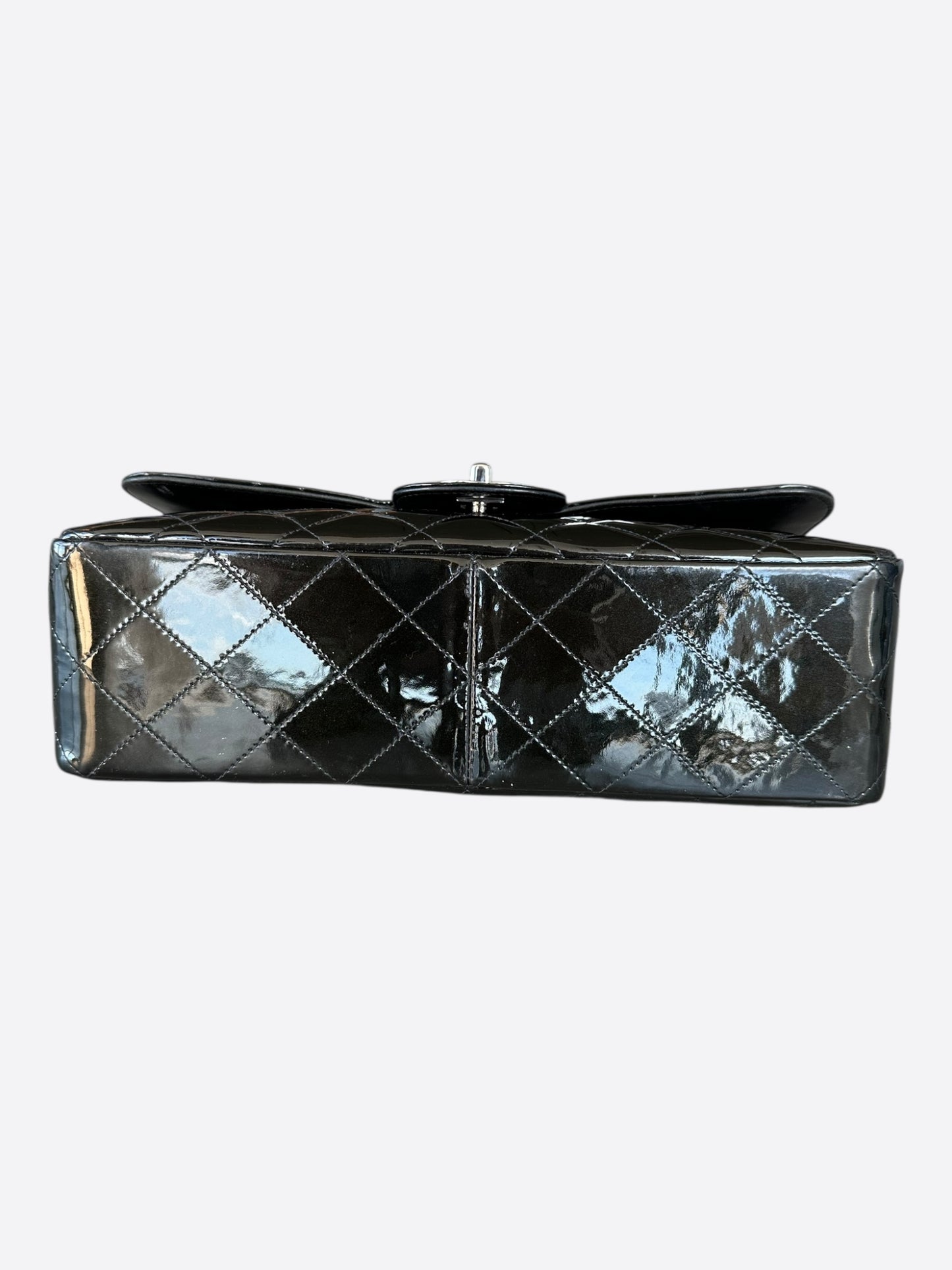 Chanel Black Patent Quilted Jumbo Flap Bag