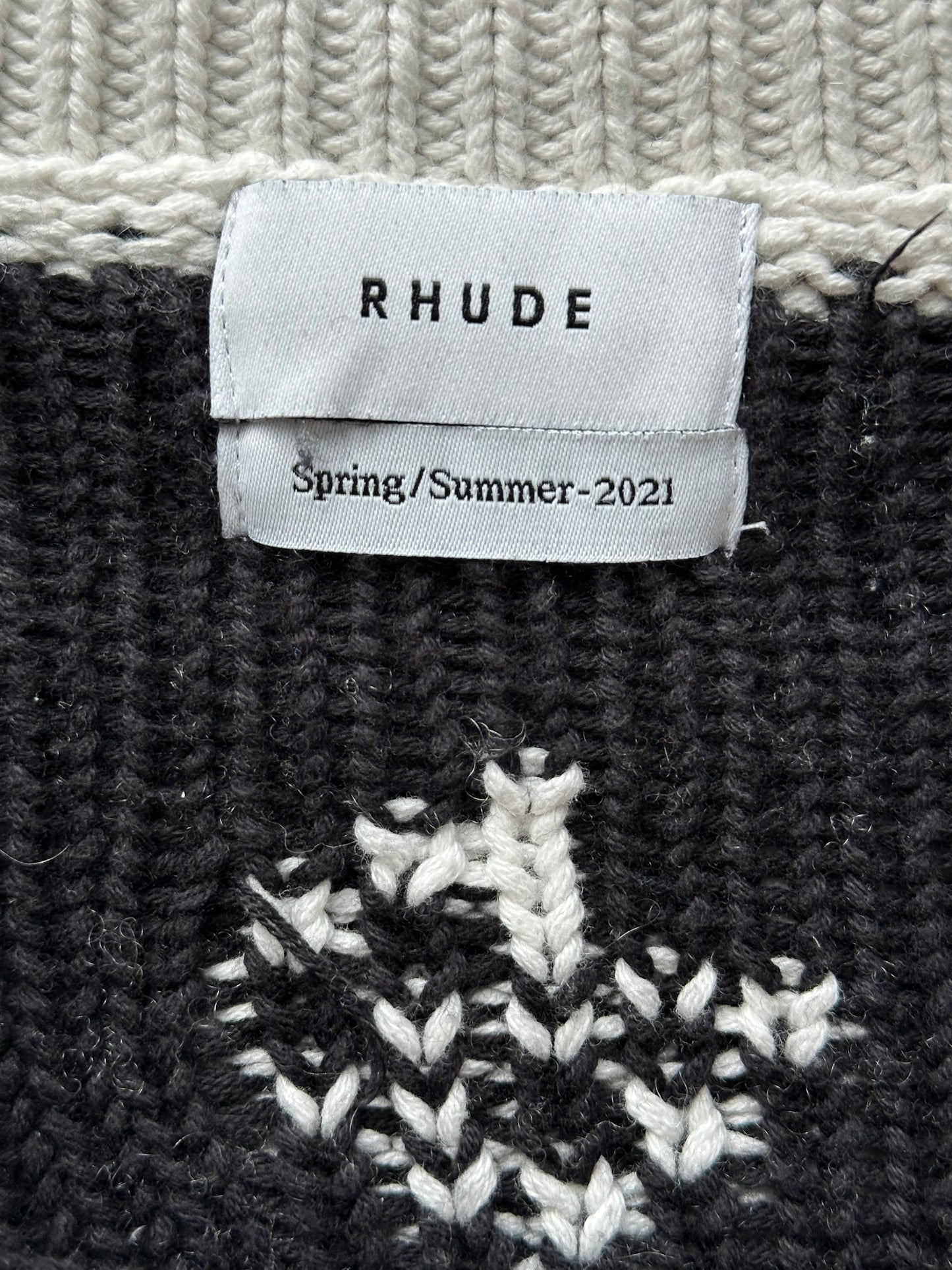 Rhude White & Black Paisley Knitted Sweater