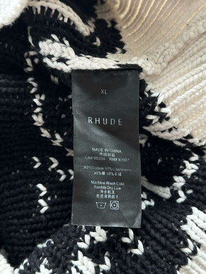 Rhude White & Black Paisley Knitted Sweater