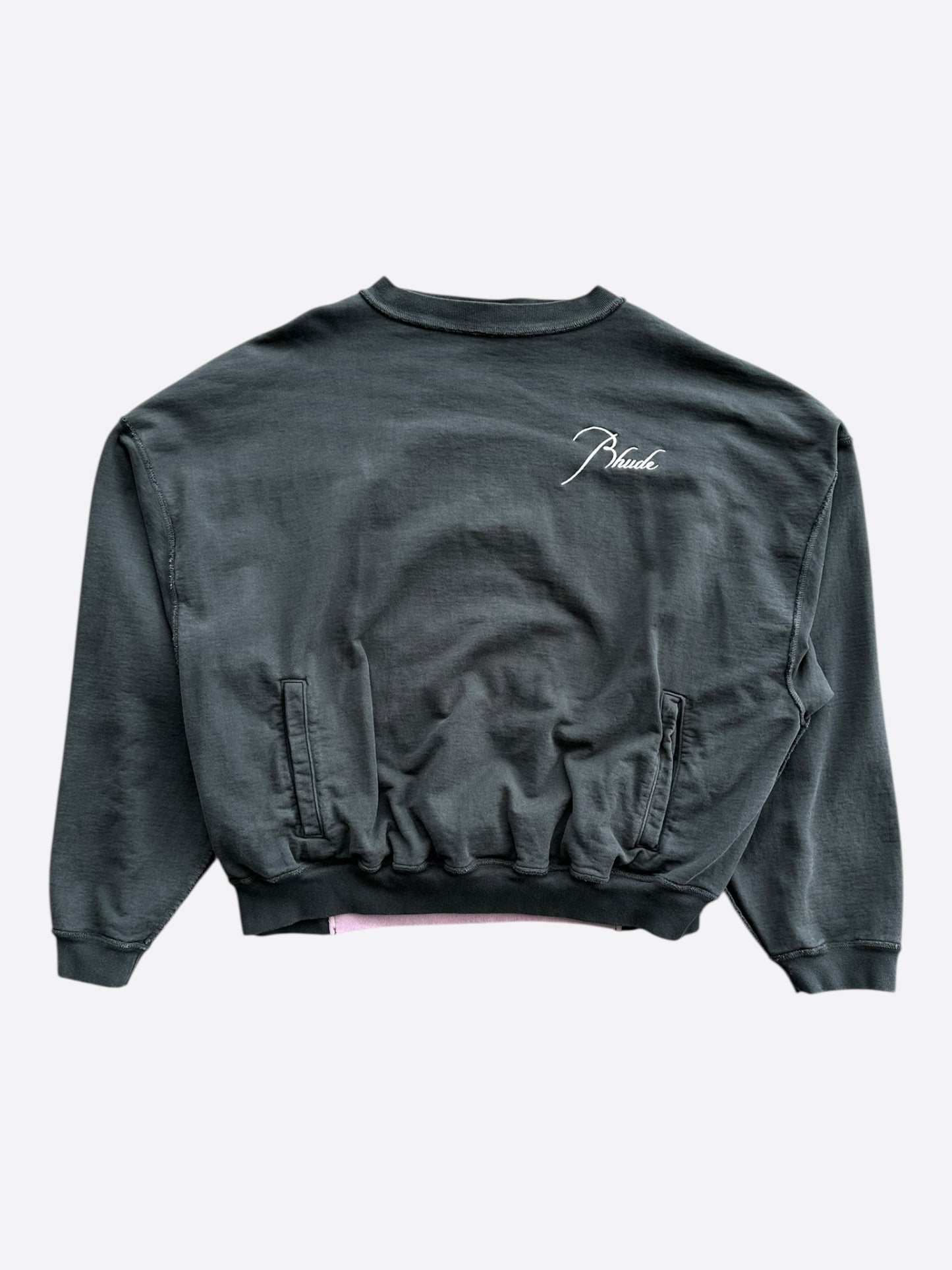 Rhude White & Pink Logo Panel Sweater