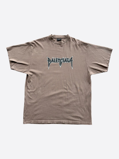Balenciaga Brown & Black Metal Logo T-Shirt