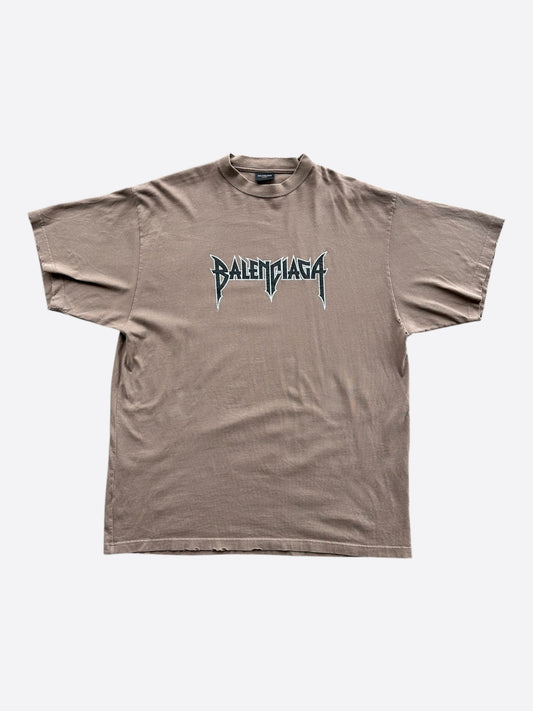 Balenciaga Brown & Black Metal Logo T-Shirt
