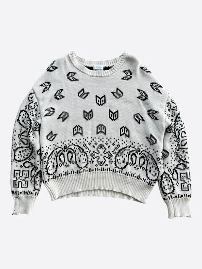 Rhude White & Black Paisley Knitted Sweater