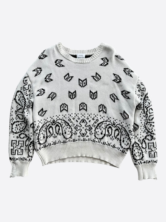 Rhude White & Black Paisley Knitted Sweater