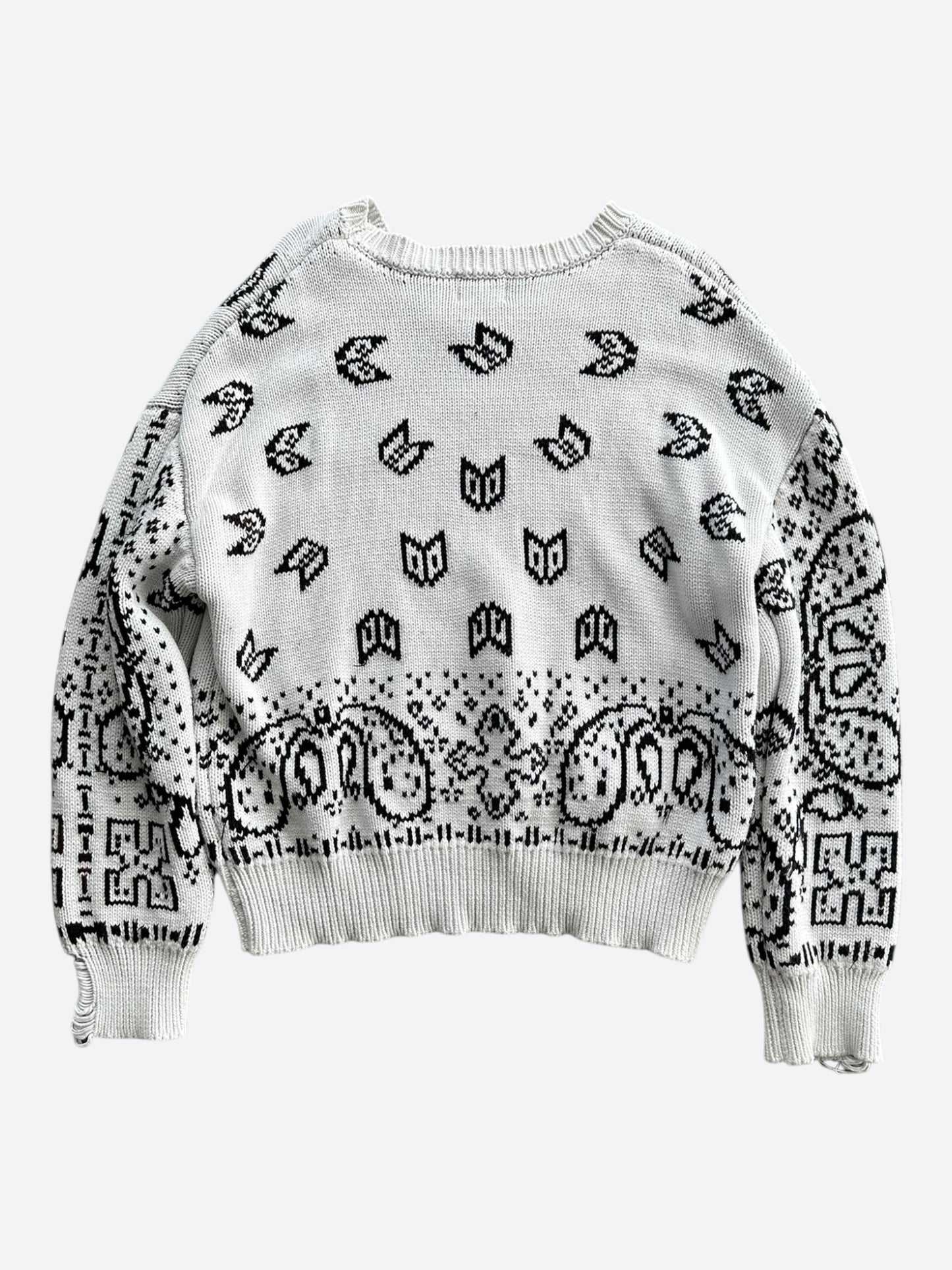 Rhude White & Black Paisley Knitted Sweater