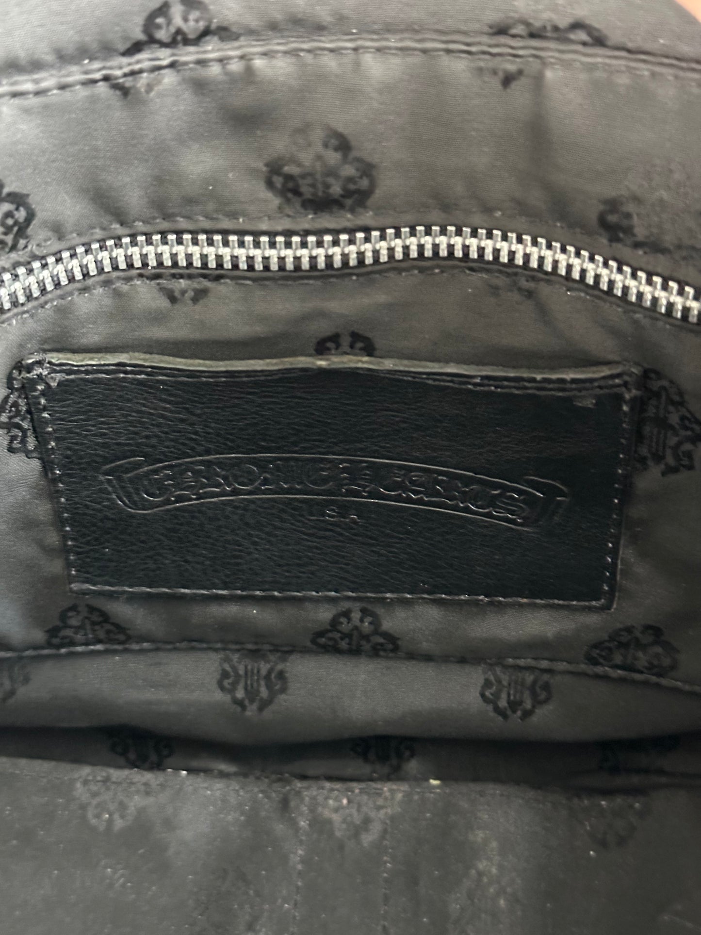 Chrome Hearts White Wowen Leather Fleur Bag