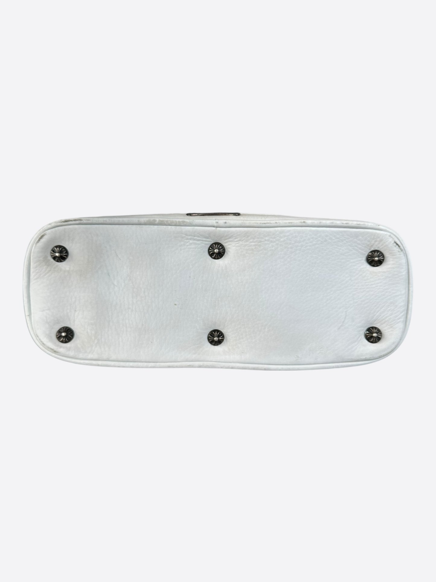 Chrome Hearts White Wowen Leather Fleur Bag