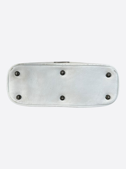 Chrome Hearts White Wowen Leather Fleur Bag