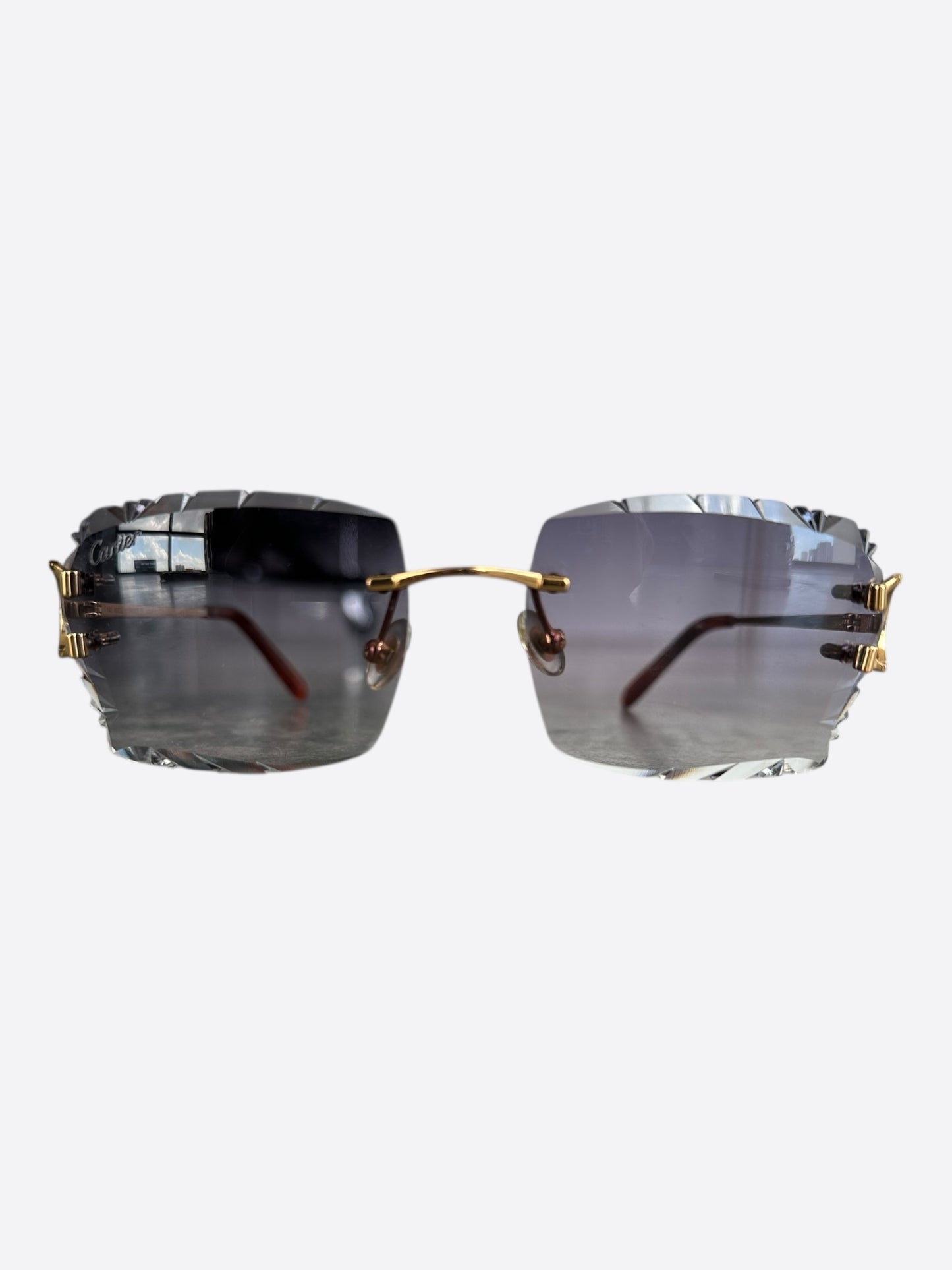 Cartier Grey Lens Gold Metal Sunglasses