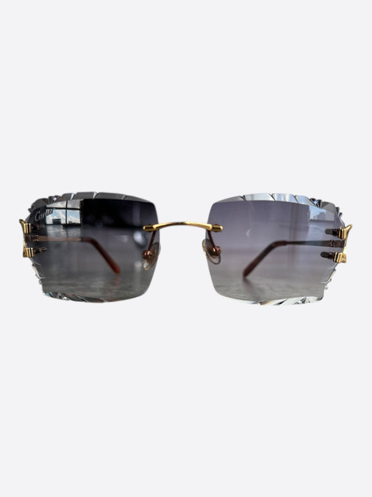 Cartier Grey Lens Gold Metal Sunglasses