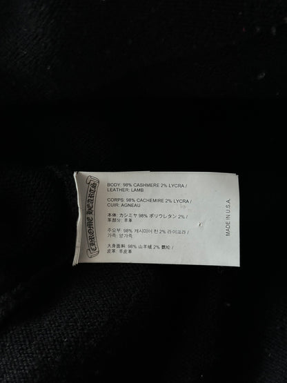 Chrome Hearts Black & White Leather Triple Cross Patch Cashmere Hoodie