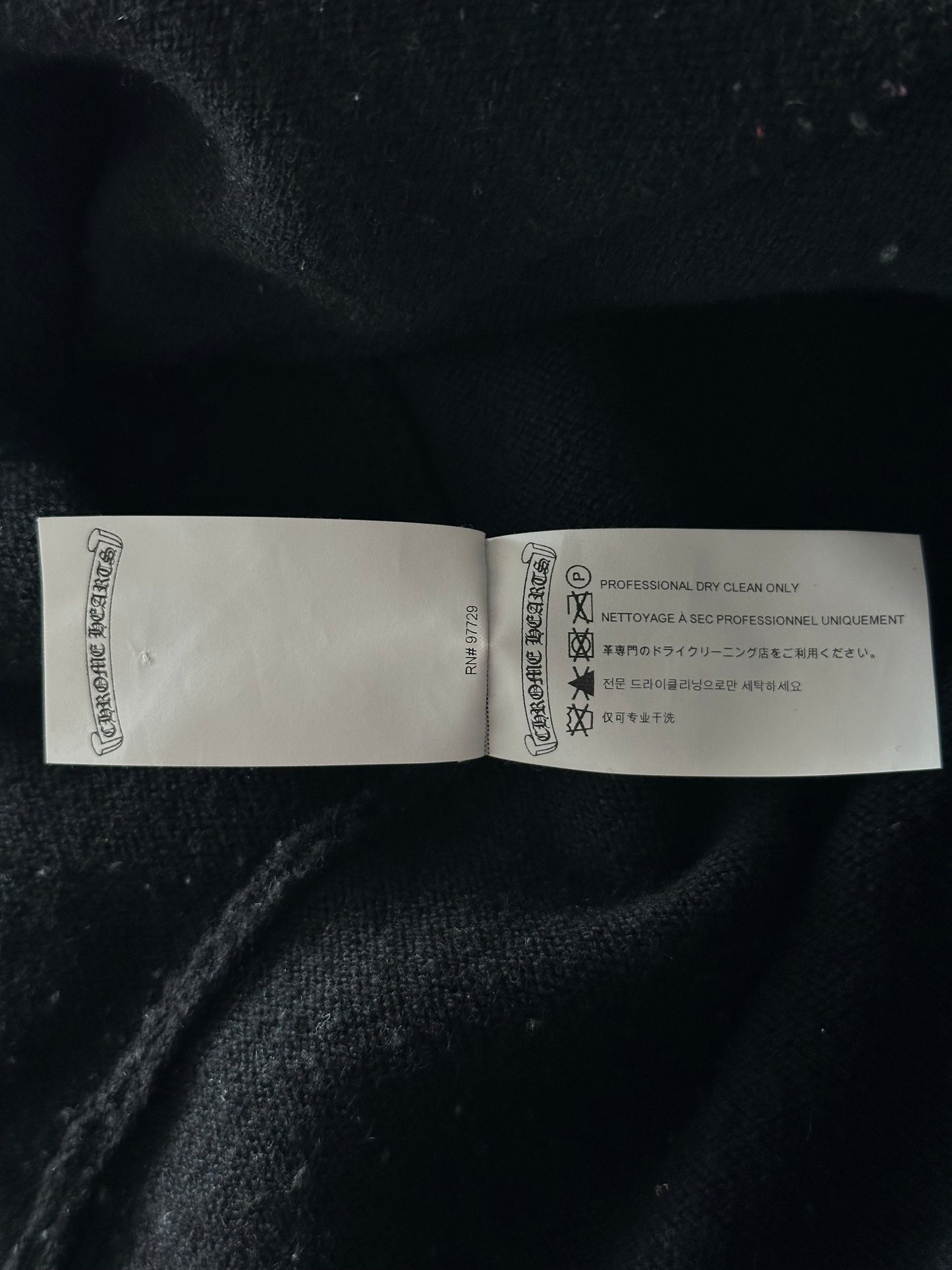 Chrome Hearts Black & White Leather Triple Cross Patch Cashmere Hoodie