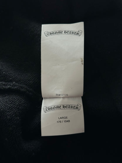 Chrome Hearts Black & White Leather Triple Cross Patch Cashmere Hoodie