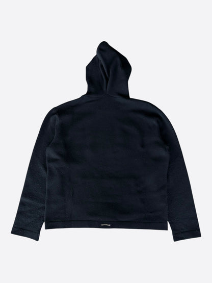 Chrome Hearts Black & White Leather Triple Cross Patch Cashmere Hoodie