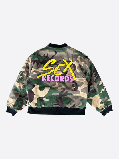 Chrome Hearts Green Camouflage Sex Records Bomber Jacket
