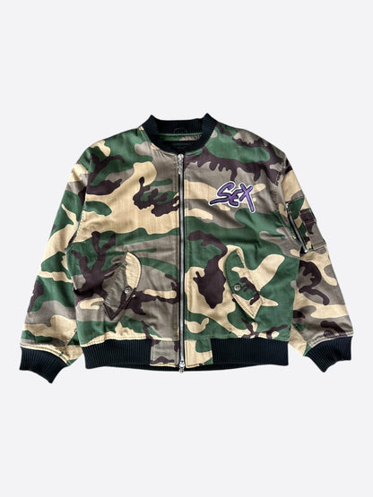 Chrome Hearts Green Camouflage Sex Records Bomber Jacket
