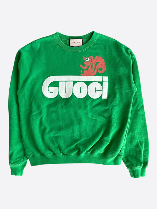 Gucci Green & White Squirrel Logo Sweater