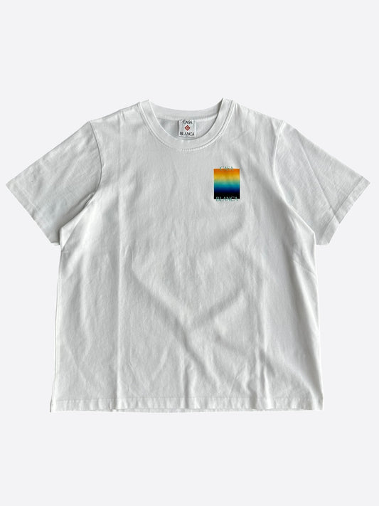 Casablanca White & Multicolor Gradient Logo T-Shirt