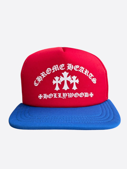 Chrome Hearts Red, Blue & White Triple Cross Trucker Hat