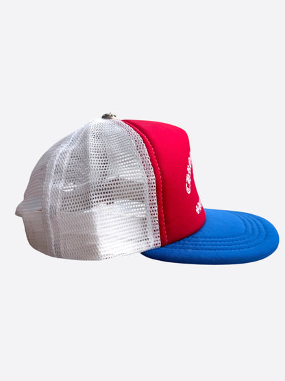 Chrome Hearts Red, Blue & White Triple Cross Trucker Hat