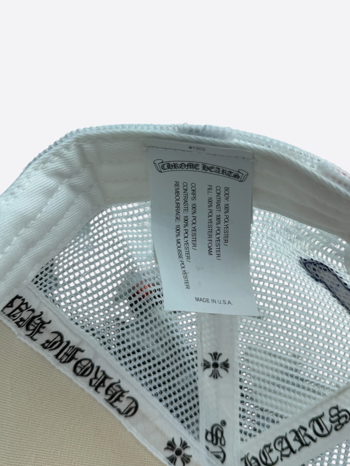 Chrome Hearts Red, Blue & White Triple Cross Trucker Hat