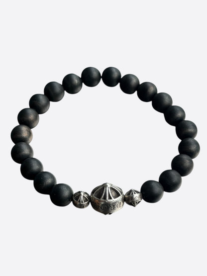 Chrome Hearts Silver & Onyx Cross Ball Bracelet