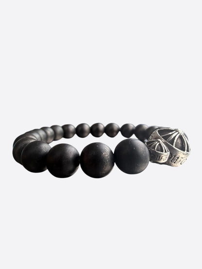 Chrome Hearts Silver & Onyx Cross Ball Bracelet