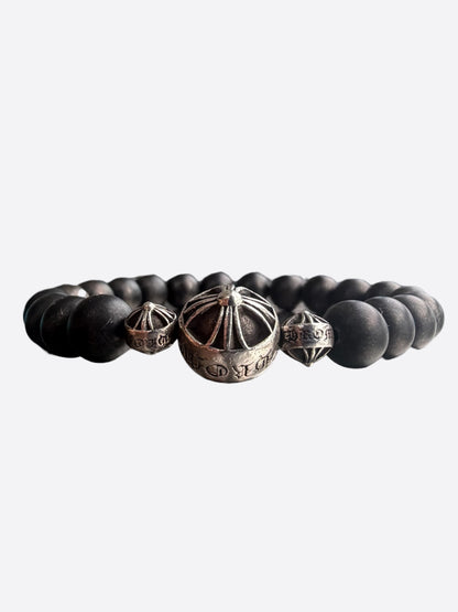 Chrome Hearts Silver & Onyx Cross Ball Bracelet
