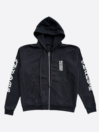 Chrome Hearts Black & White Script Logo Zip Up Hoodie