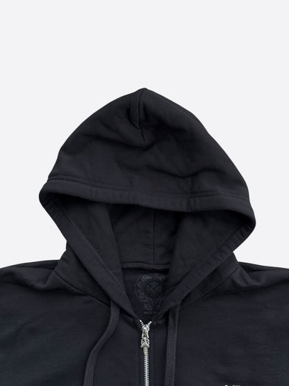 Chrome Hearts Black & White Script Logo Zip Up Hoodie
