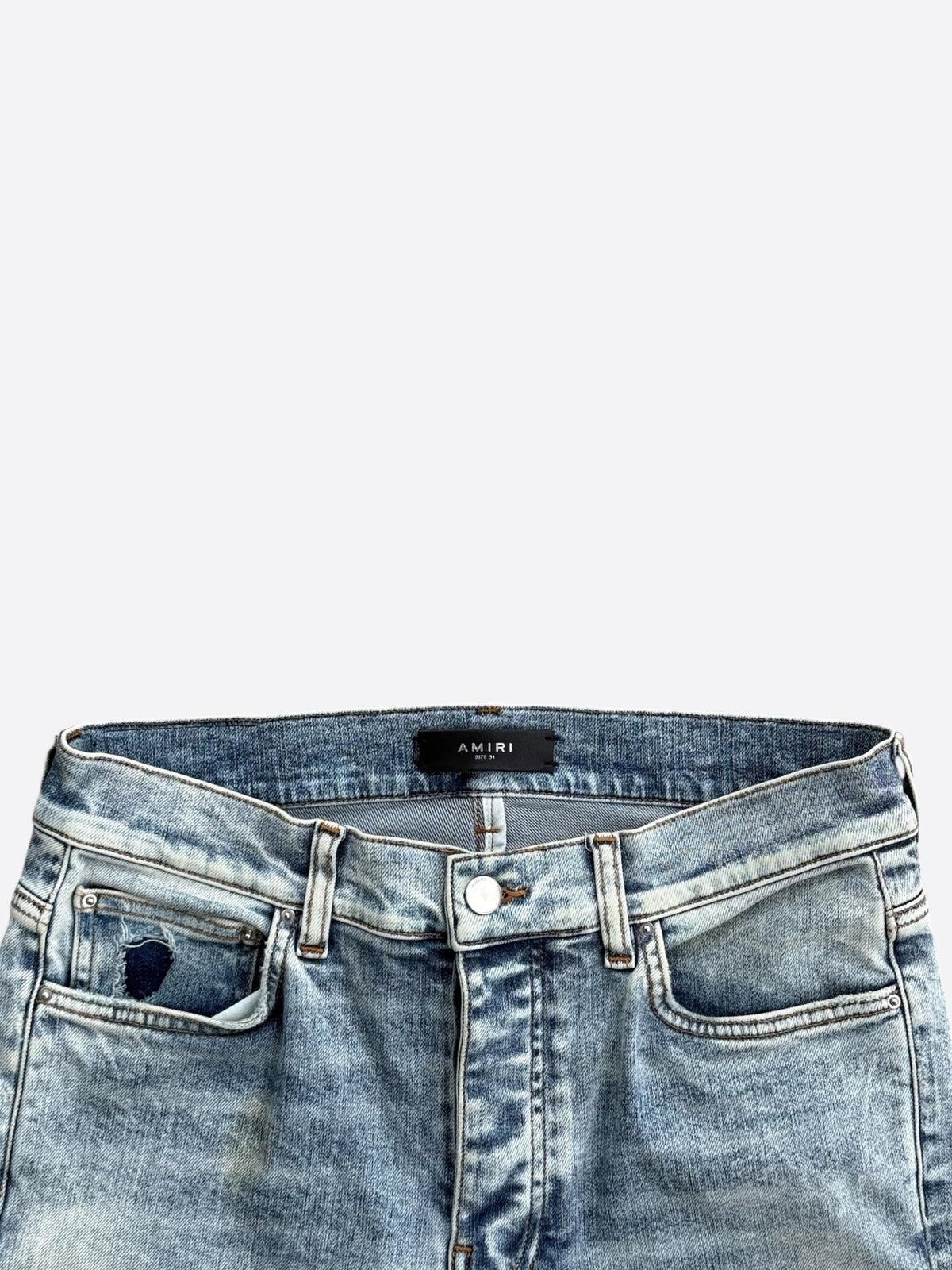 Amiri Clay Indigo & Pink Core Applique Logo Jeans