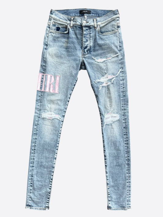 Amiri Clay Indigo & Pink Core Applique Logo Jeans