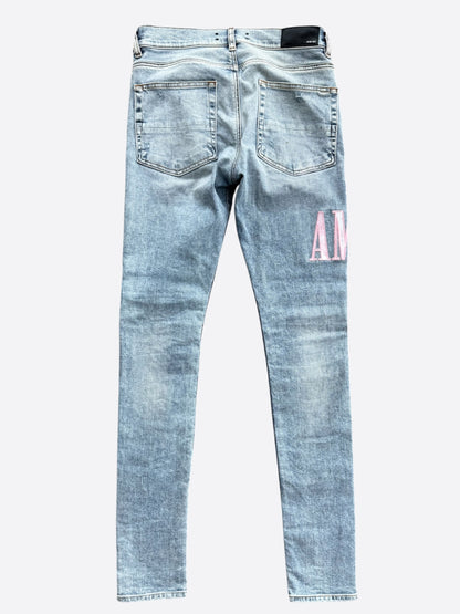 Amiri Clay Indigo & Pink Core Applique Logo Jeans