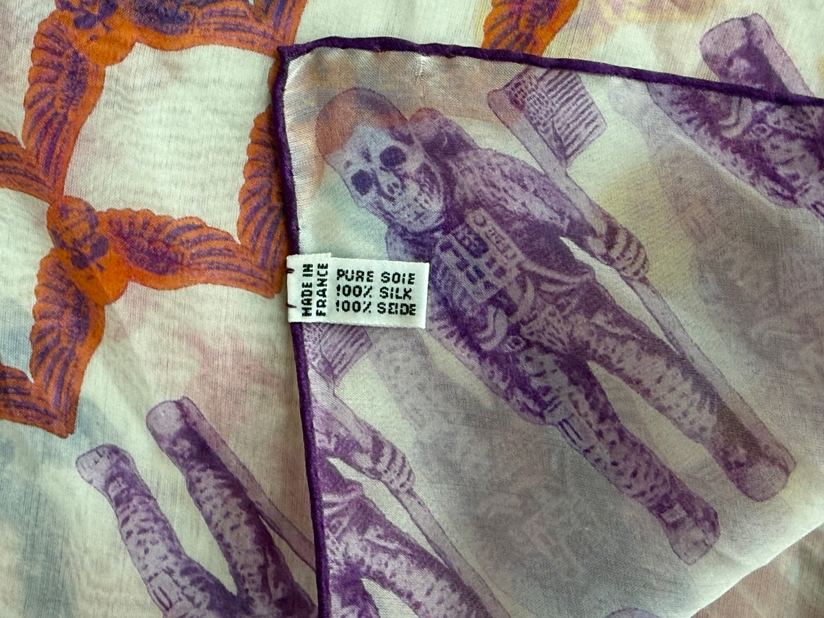 Chrome Hearts White & Multicolor Foti Graphic Silk Scarf