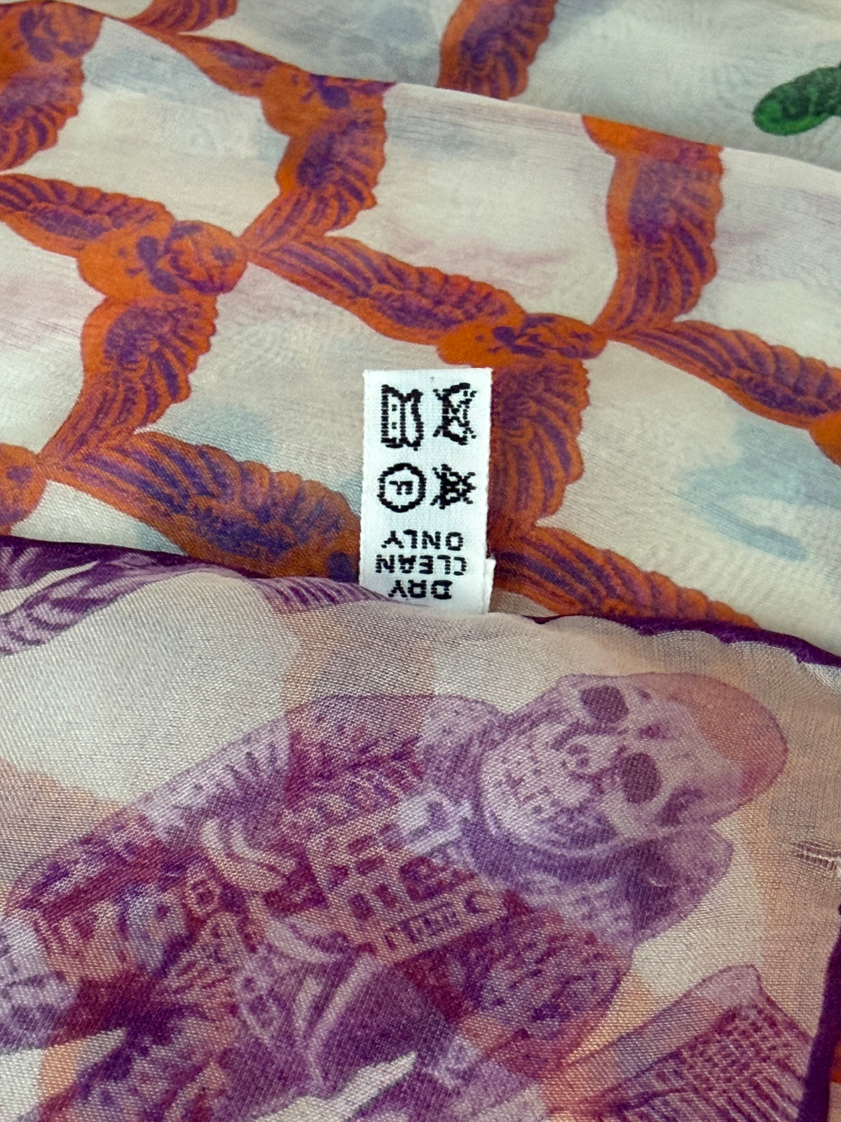Chrome Hearts White & Multicolor Foti Graphic Silk Scarf