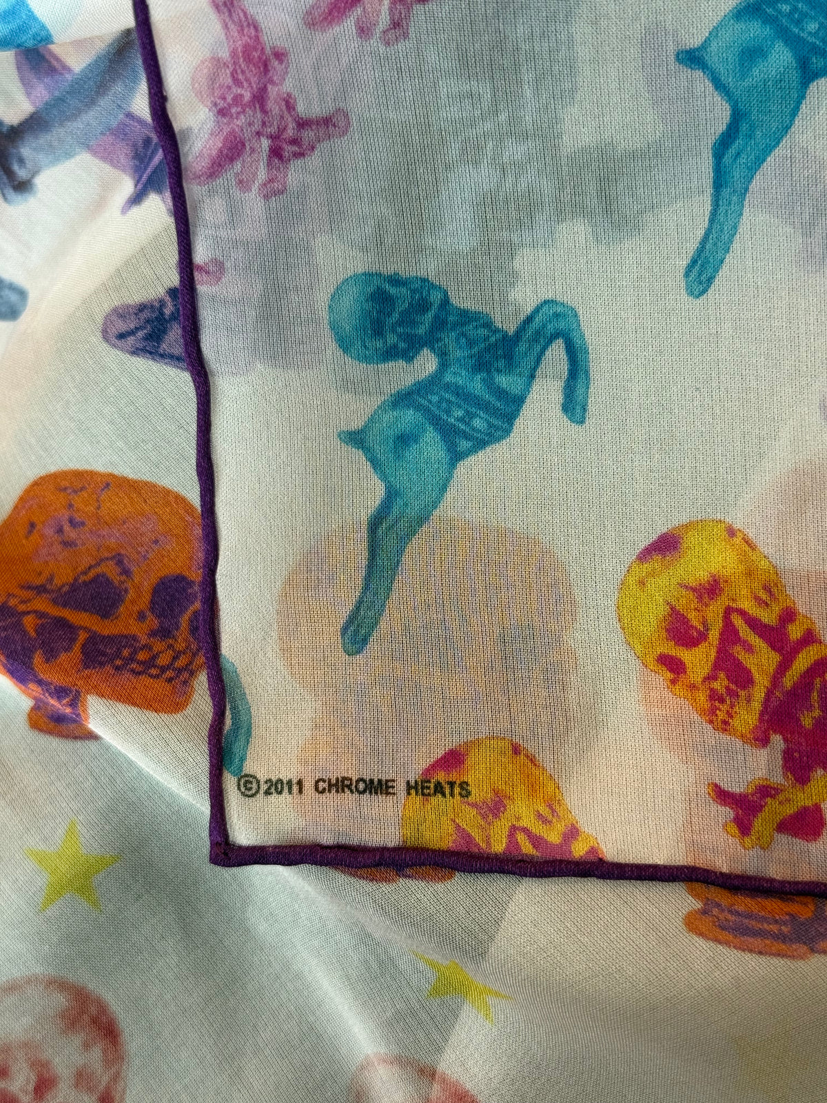Chrome Hearts White & Multicolor Foti Graphic Silk Scarf
