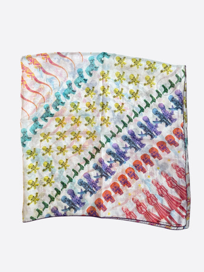 Chrome Hearts White & Multicolor Foti Graphic Silk Scarf