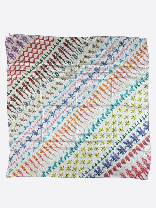 Chrome Hearts White & Multicolor Foti Graphic Silk Scarf