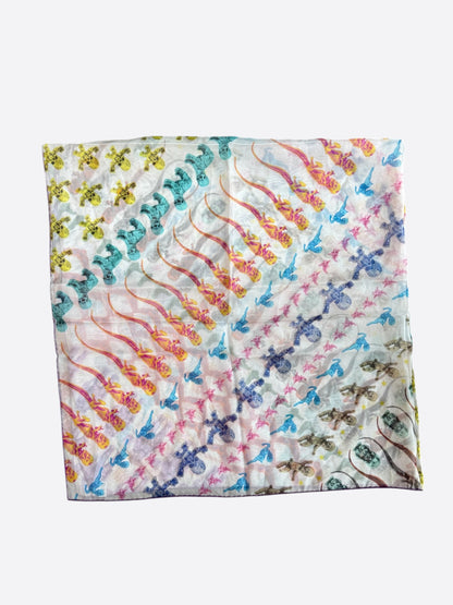 Chrome Hearts White & Multicolor Foti Graphic Silk Scarf