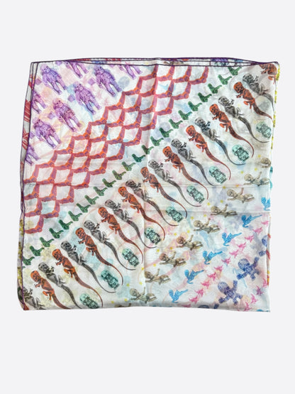Chrome Hearts White & Multicolor Foti Graphic Silk Scarf