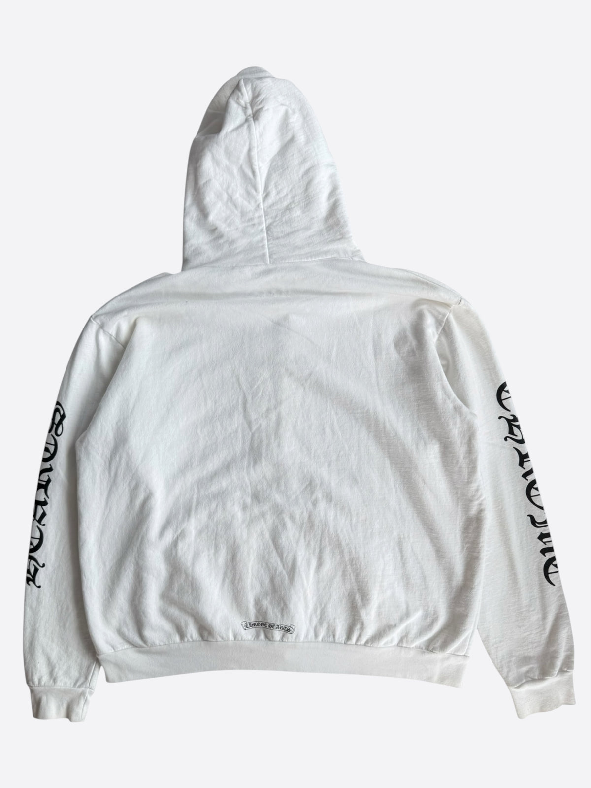 Chrome Hearts White & Black Script Logo Zip Up Hoodie