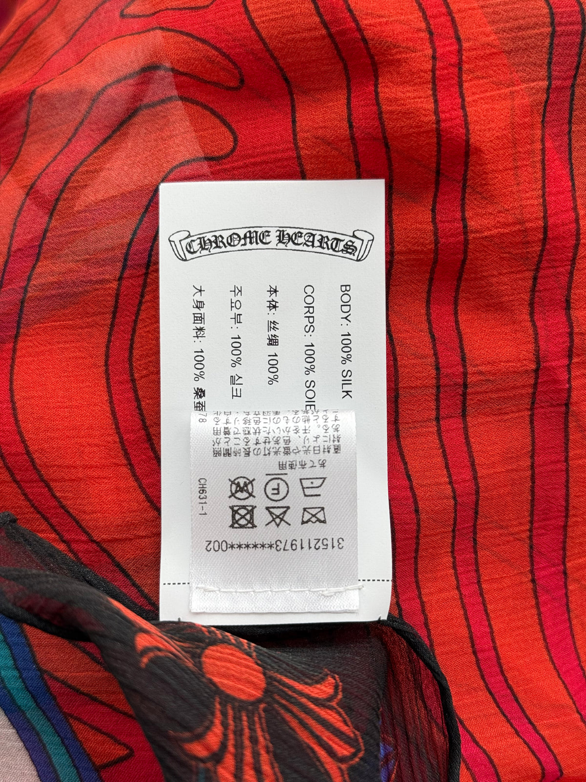 Chrome Hearts Mapplethorpe Red & Multicolor Graphic Silk Scarf