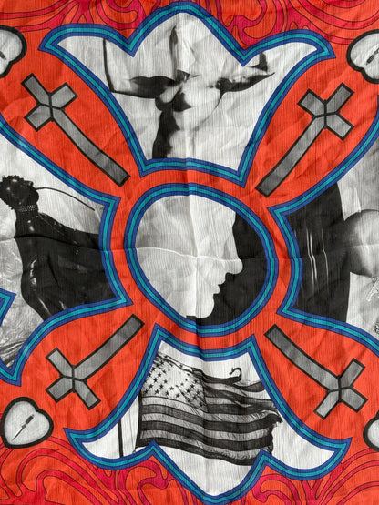 Chrome Hearts Mapplethorpe Red & Multicolor Graphic Silk Scarf