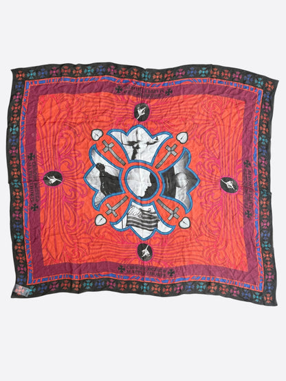 Chrome Hearts Mapplethorpe Red & Multicolor Graphic Silk Scarf