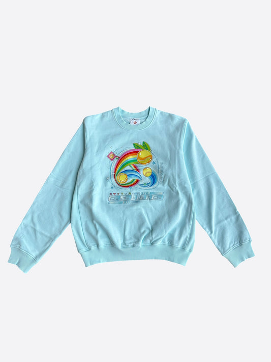 Casablanca Blue & Multicolor Manga Tennis Ball Logo Sweater