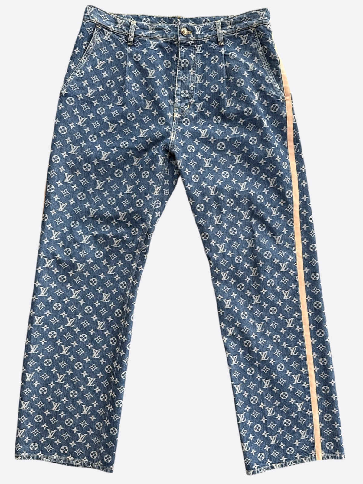 Louis Vuitton Blue & White Monogram Denim Jeans