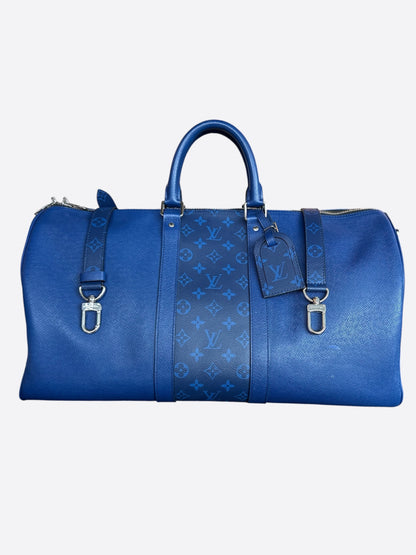 Louis Vuitton Blue Taigarama Monogram Keepall 50