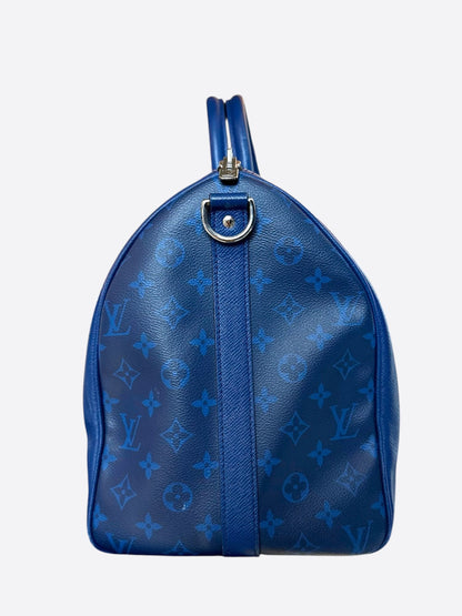 Louis Vuitton Blue Taigarama Monogram Keepall 50